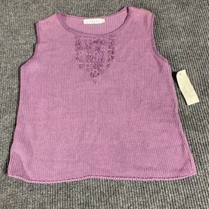 VTG Willow Sweater Womens Large Purple Sleeveless Textured Vest Deadstock USA‎
